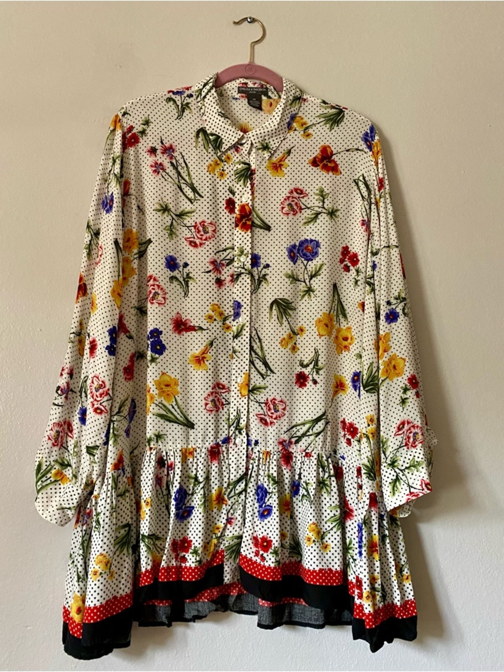 Chelsea & Theodore Women’s Floral Multicolor Button Up Tunic Blouse 2X